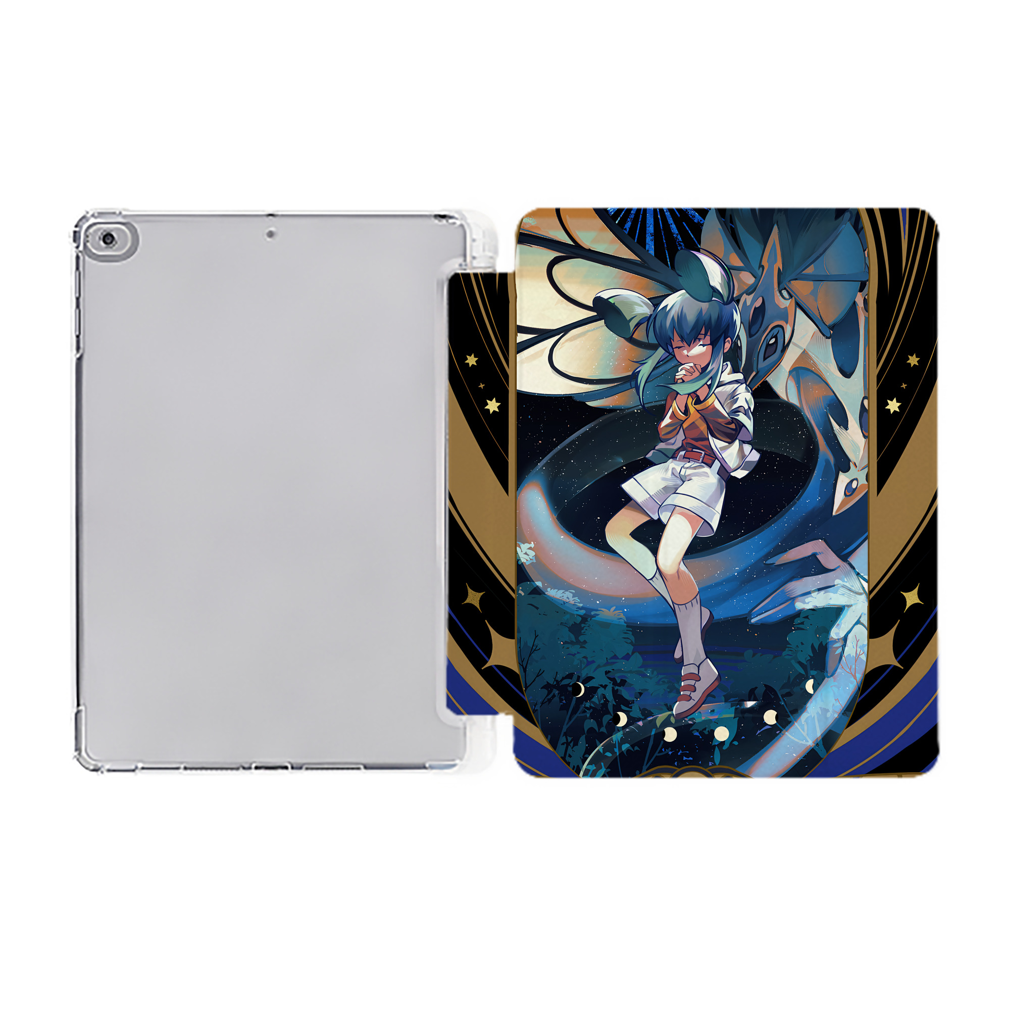 （画像用） 遊☆戯☆王 Yu-Gi-Oh! IPad ケース ペン収納付き 三つ折りスタンド PUレザー×シリコン 対応機種9.5/10.5/10.9インチ